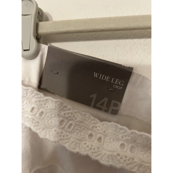 Soft Surroundings Linen Blend Crop Wide Leg pants Women Size 14P Tea party NWT - Picture 6 of 8